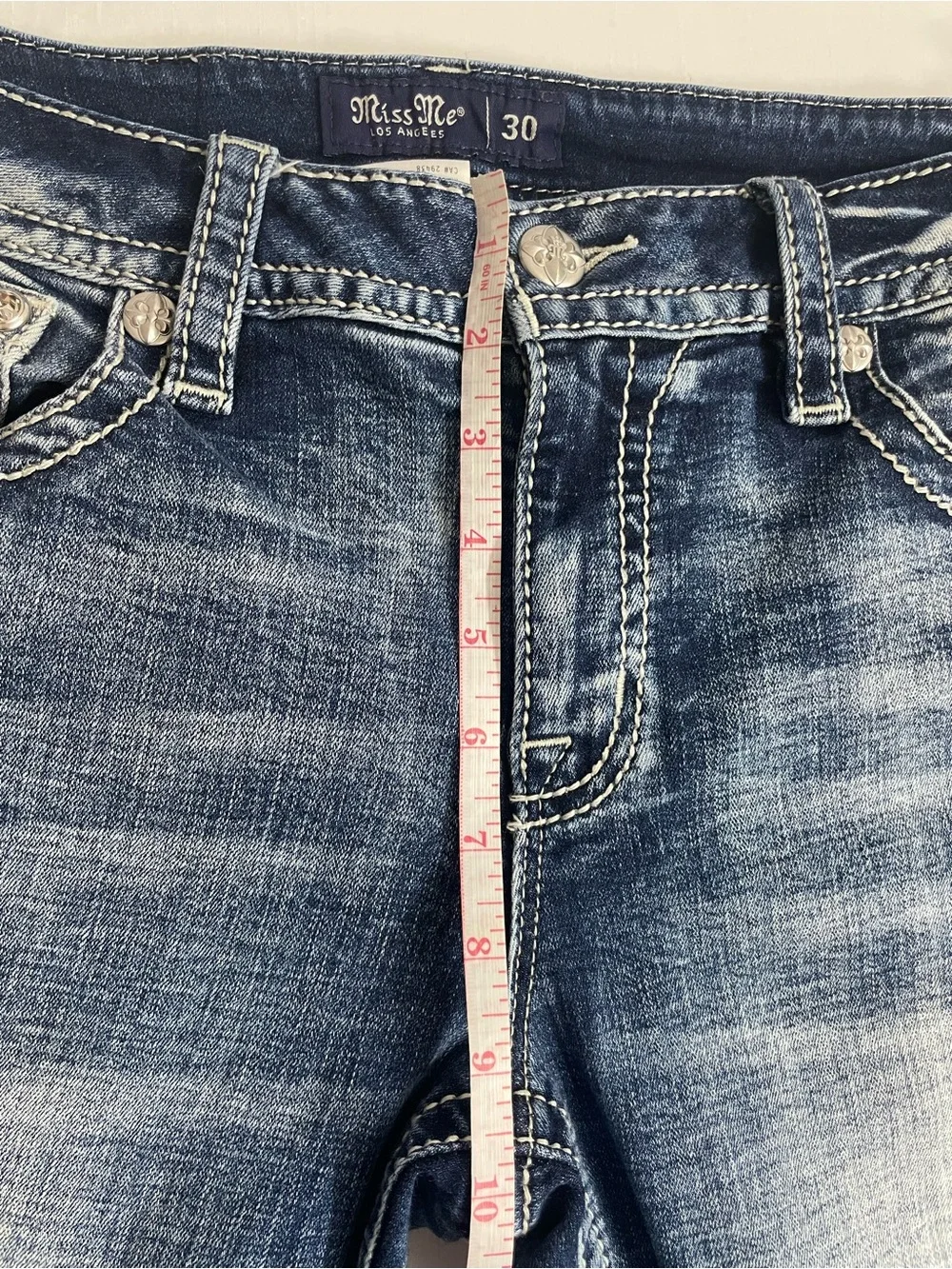 Miss Me Women’s Light Blue Mid-Rise Tailored Boot Jeans Size 30 - Picture 9 of 16